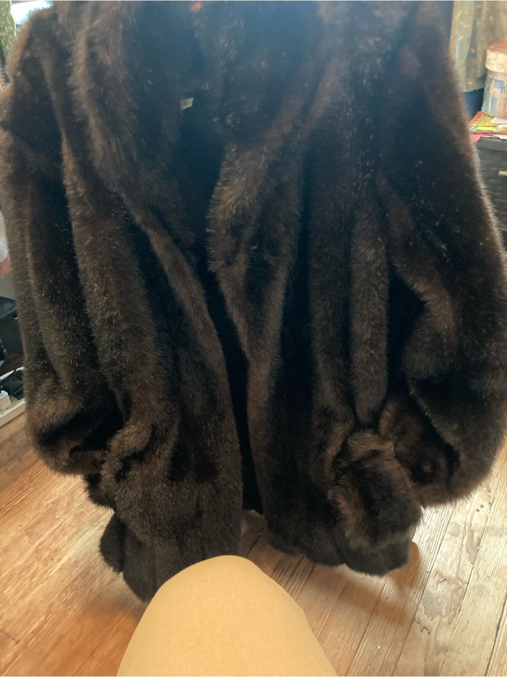Luxurious Dark Brown Faux Fur Coat for Women